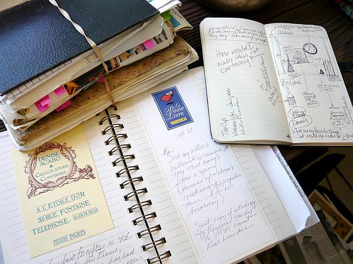 Valerie J Brooks author journals spread on a table